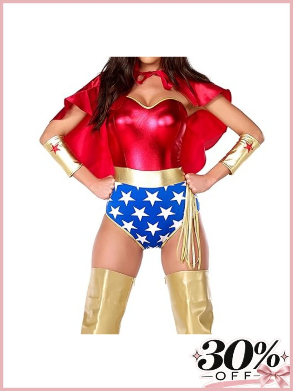 Sexy Superhero Costume Set Bodysuit Cape Headband